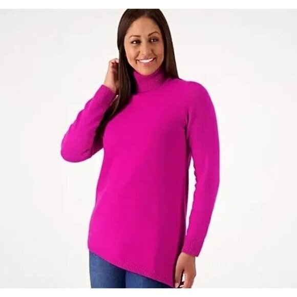 Joan Rivers Asymmetrical Hem Turtleneck Berry,Large - Picture 1 of 1
